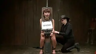 Bound Japanese slave hard punished